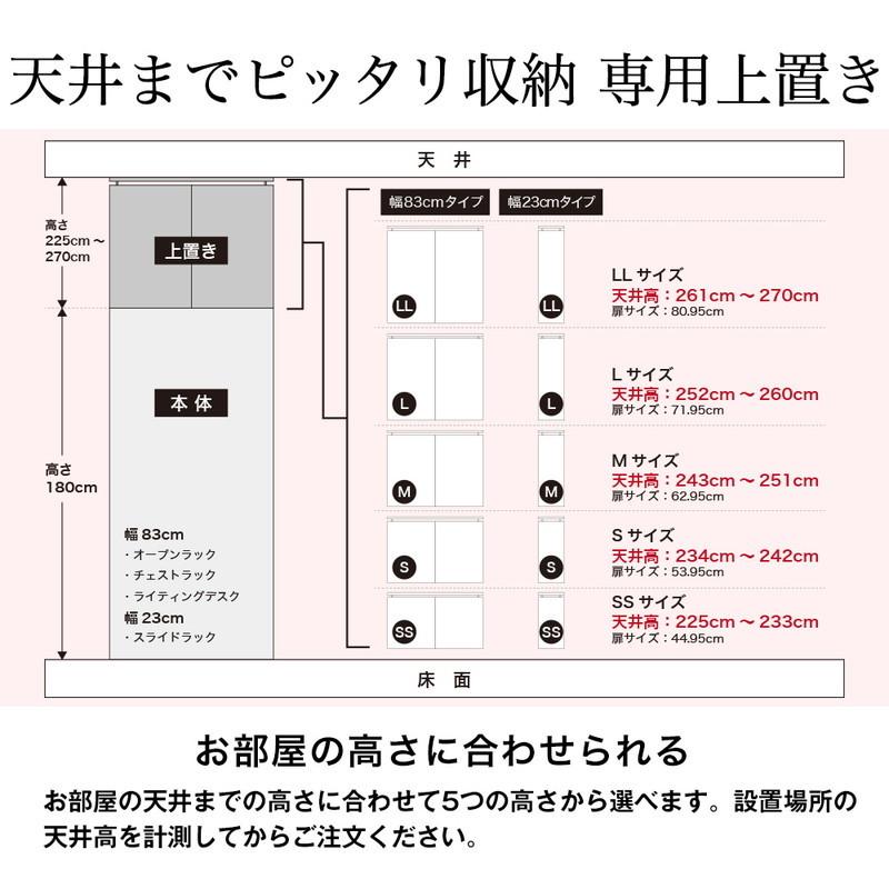 日本製 壁面ラック スライドラック専用オプション 上置き LLサイズ 261cm~270cm 壁面収納 収納 ラック オープンラック 代引不可_7