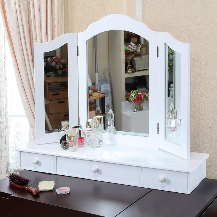 入荷予定 卓上ドレッサー 三面鏡 置き型 ドレッサー 化粧台 鏡台 ミラー コスメ 代引不可 メイクアップミラー 化粧ドレッサー メイク 収納