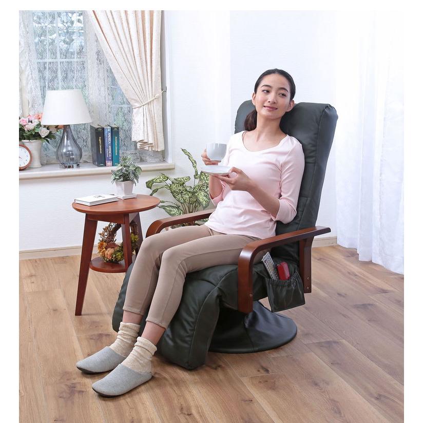 本革フットレスト付きリクライングチェア フットハイ 高座椅子 机 高さ