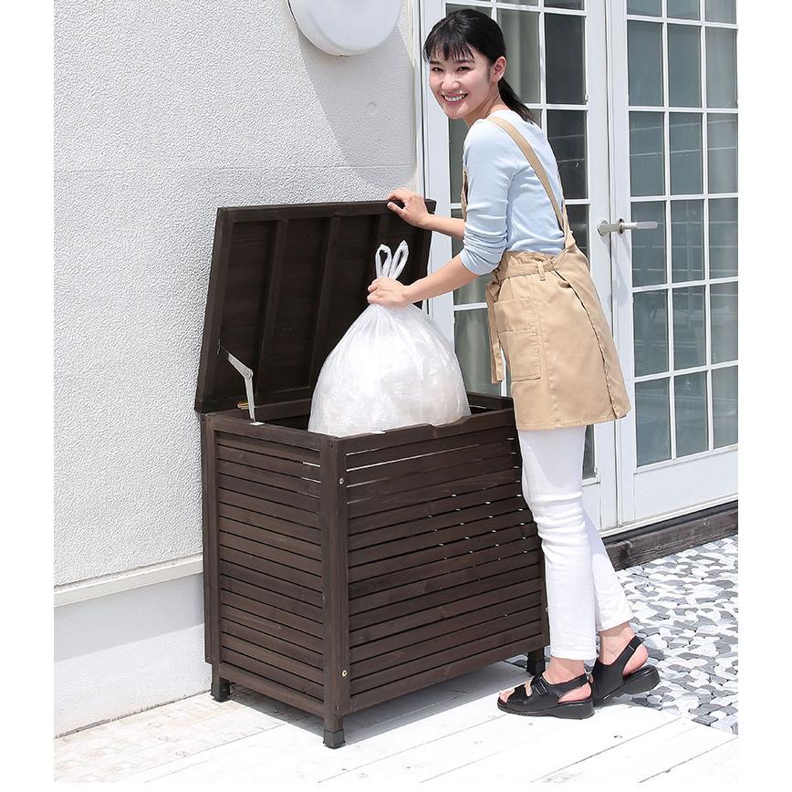 木製ダストボックス 幅70cm 屋外 ゴミ箱 ダストボックス 天然木製 庭用 ガーデン用 ごみ箱 ゴミステーション ベランダ ガーデニング 外用ゴミ箱 代引不可_1