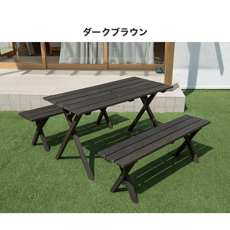 ガーデン テーブルベンチセット ダークブラウン 木製 ガーデン ガーデン テーブルベンチセット ダークブラウン 木製 ガーデン