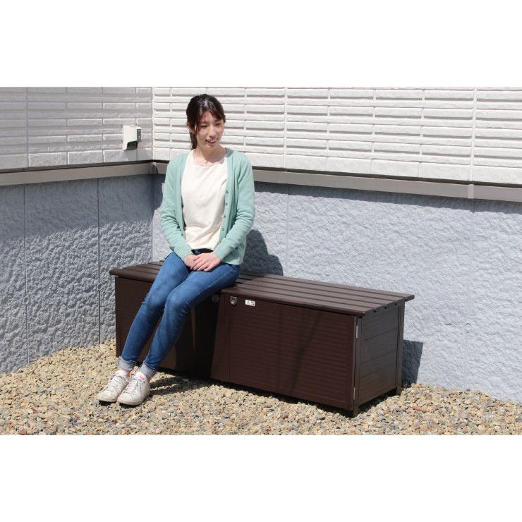 APET アルミ縁台ストッカー 大容量192L 幅143cm 屋外物置 収納庫 ベンチストッカー 灯油タンク ガーデン アウトドア用品 収納 代引不可_3