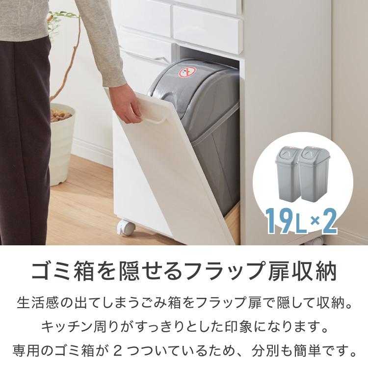 スライド棚付きダストボックス 分別 大容量 2分別 ごみ箱 ゴミ箱 幅55