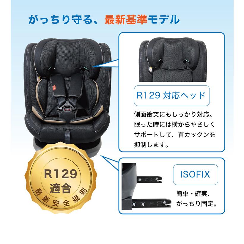 CG029 フィーカエボルブ ブラック 新安全基準R129適合 チャイルドシート 15カ月~12歳頃 76cm~150cm ISOFIX ジュニアシート 長く使える 洗えるの画像