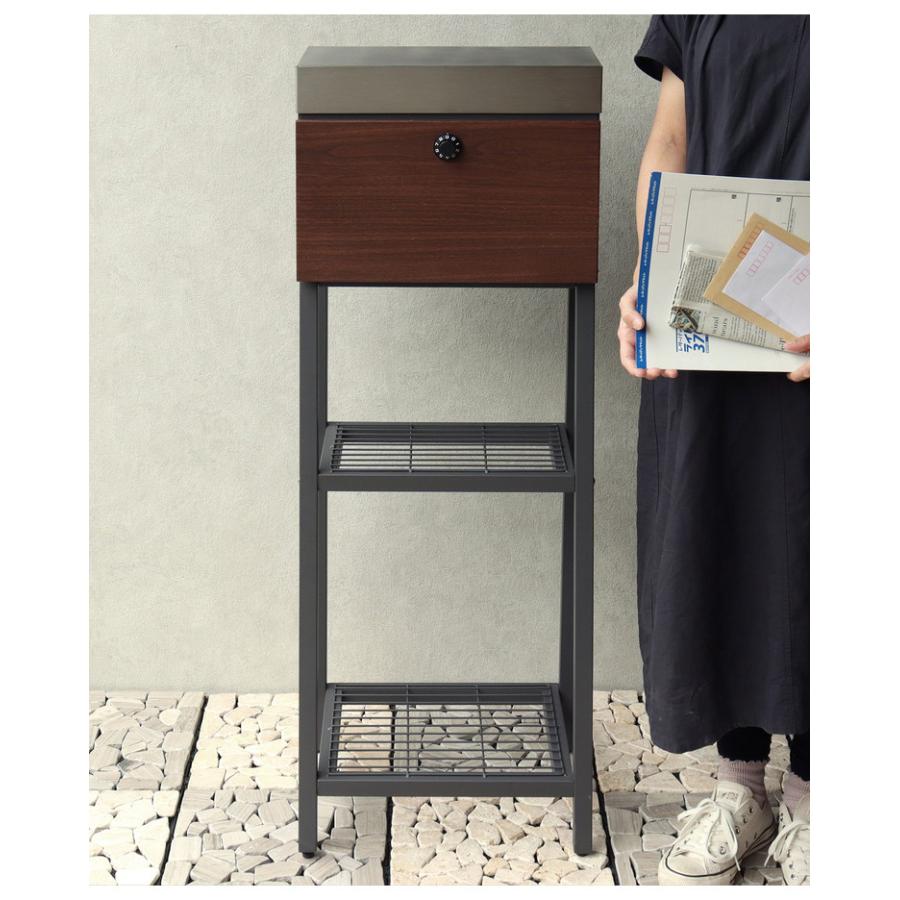 スタンドポスト ステンレス 木目調 郵便ポスト 郵便受け メール便