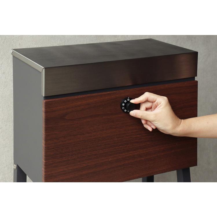 スタンドポスト ステンレス 木目調 郵便ポスト 郵便受け メール便