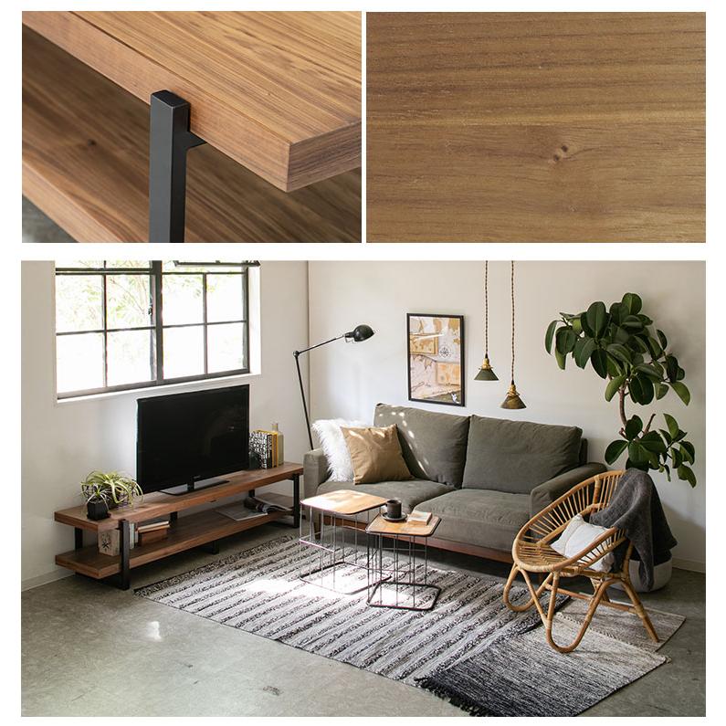 テレビ台 幅180cm ローボード 天然木 オイル仕上げ スチール