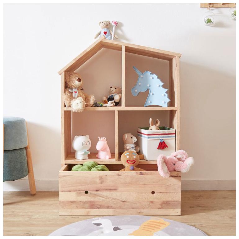 オープンシェルフ 幅74cm 高さ100cm 天然木 子供部屋 収納家具 オープン収納 引き出し付き 3段 ナチュラル 木製 木目 子ども NATURAL SIGNATURE 代引不可_3