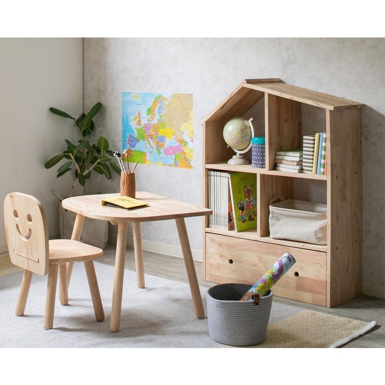 オープンシェルフ 幅74cm 高さ100cm 天然木 子供部屋 収納家具 オープン収納 引き出し付き 3段 ナチュラル 木製 木目 子ども NATURAL SIGNATURE 代引不可_4