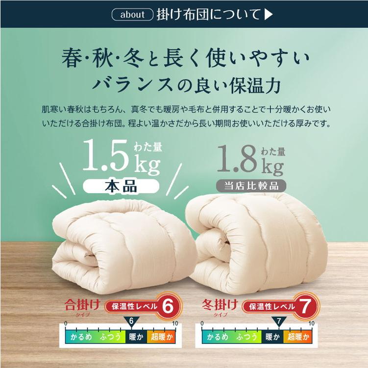 洗える かるふわ 布団3点セット シングルロング 日本製 合繊 固綿なし