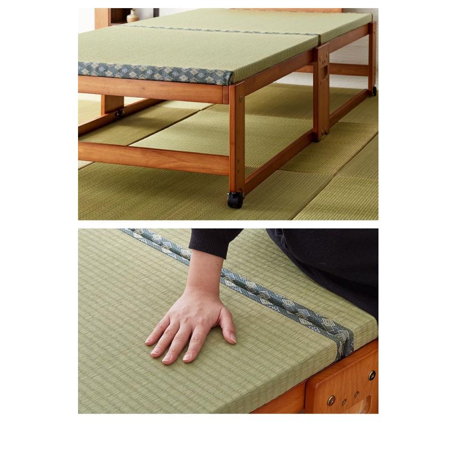 中居木工 日本製 折りたたみ 畳 ベッド ひのき ハイタイプ