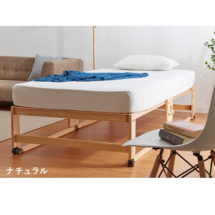 中居木工 日本製 折りたたみ すのこ ベッド ひのき ハイタイプ ワイド