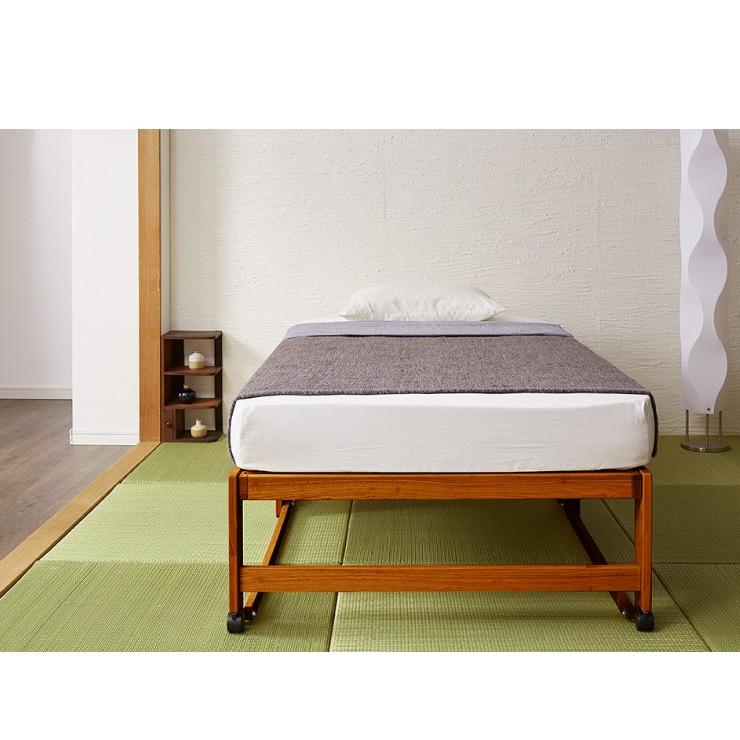 中居木工 日本製 折りたたみ すのこ ベッド ひのき ハイタイプ ワイド