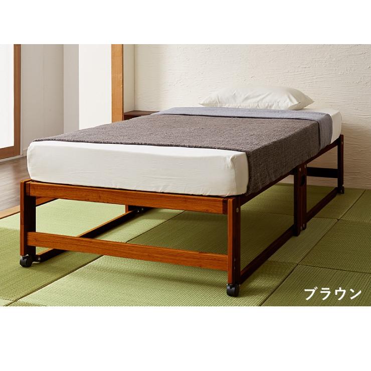 中居木工 日本製 折りたたみ すのこ ベッド ひのき ハイタイプ ワイド