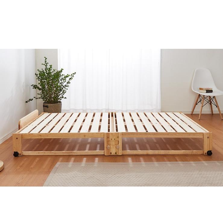 中居木工 日本製 折りたたみ すのこ ベッド ひのき ロータイプ ワイド