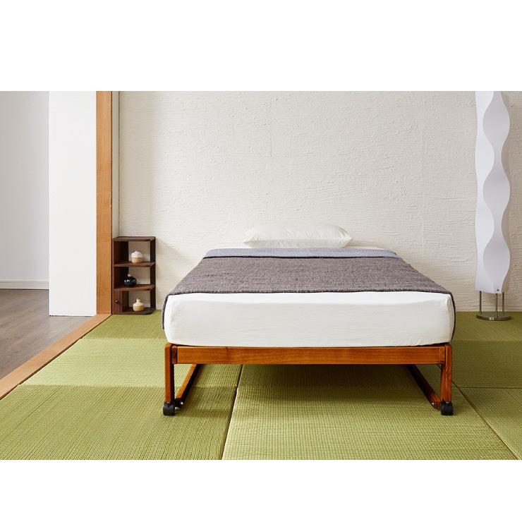 中居木工 日本製 折りたたみ すのこ ベッド ひのき ロータイプ ワイド