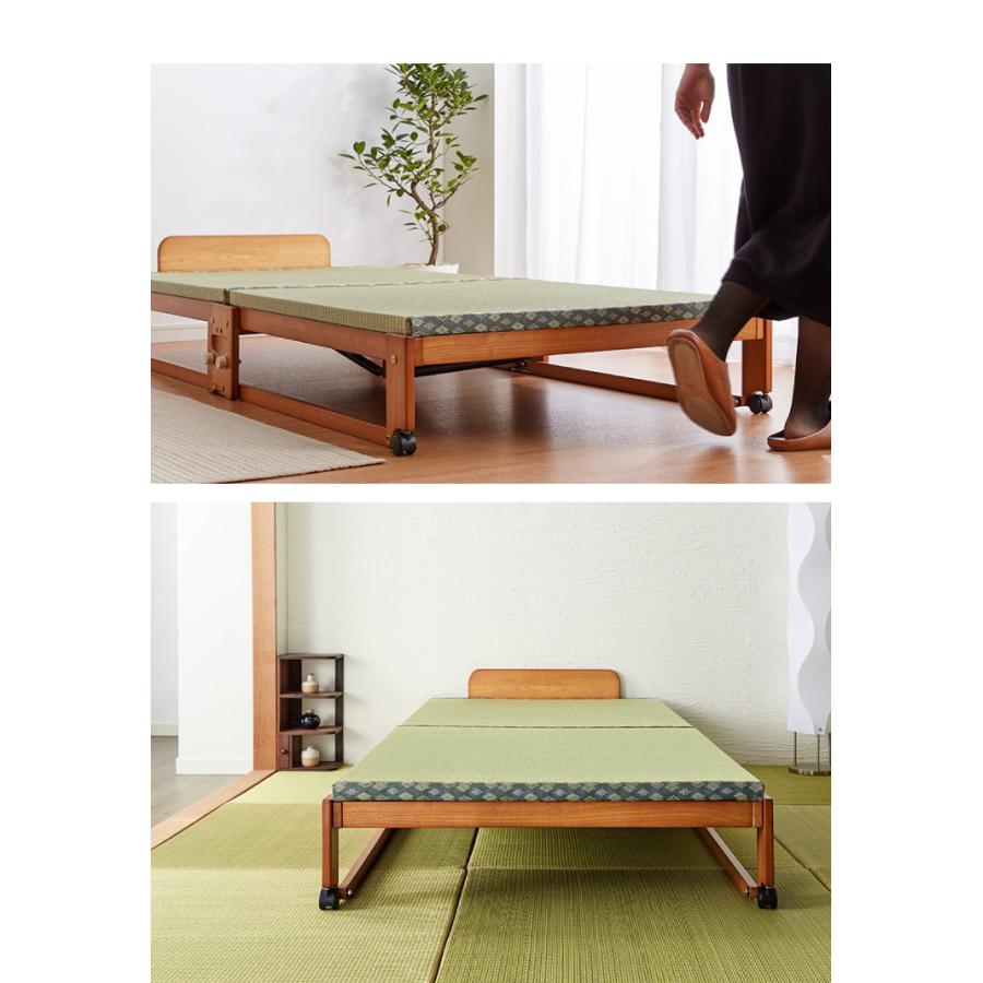 中居木工ひのき折り畳みベットロータイプシングル 中居木工 日本製 折りたたみ 炭入り 畳 ベッド ひのき ロータイプ