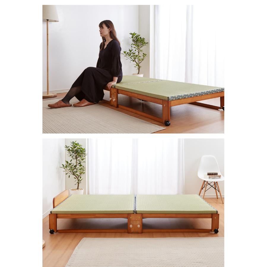 中居木工 日本製 折りたたみ 畳 ベッド ひのき ロータイプ シングル