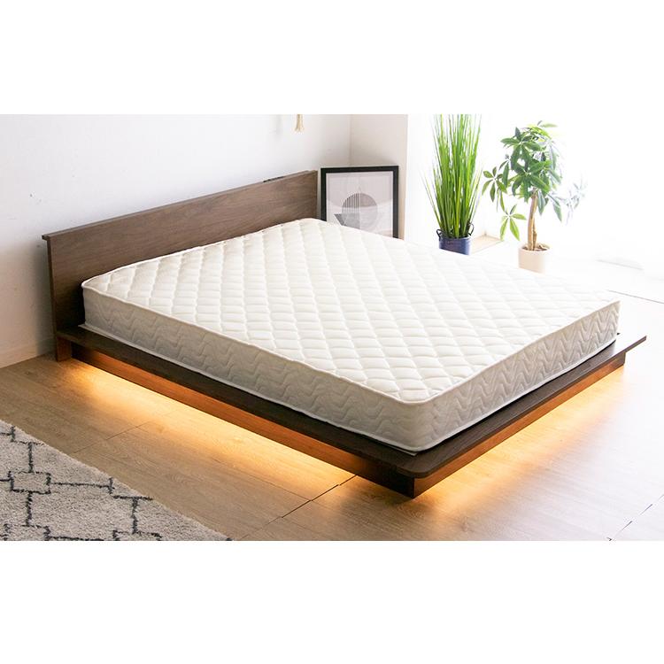 ベッド ロータイプ クイーンサイズ コンセント付き ライト付き