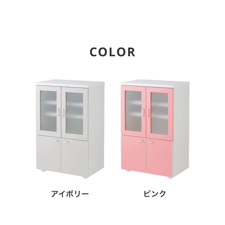 むらさき　食器棚 日本製 食器棚 【完成品】ロータイプ 稼働棚付き 幅60cm ガラス