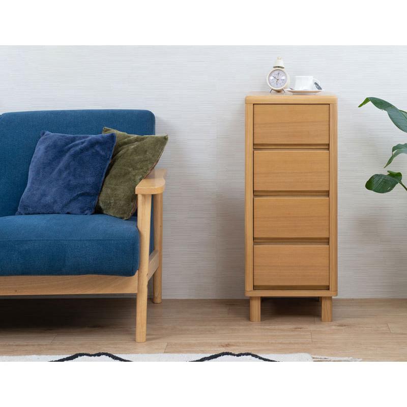 天然木 タモ材 幅35 チェスト スリム 完成品 シンプル おしゃれ