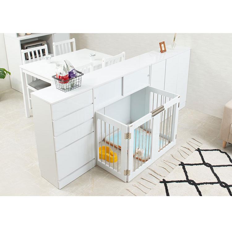 face 折りたたみ式ペットゲージ ホワイト 引き戸収納庫付き 犬 猫
