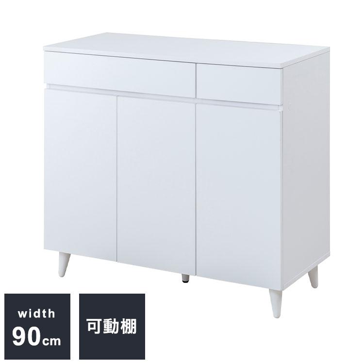 WHITE LIV 幅90 奥行40 高さ80 キャビネット リビングボード