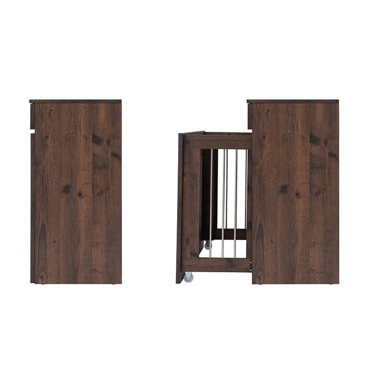 ARIZONA 幅90 奥行40 高さ80 収納付きスライド収納型ケージ ブラウン