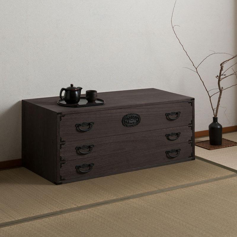 日本製 大川家具 民芸 焼桐 箪笥3段 三段 タンス 桐たんす 箪笥 日本製 大川家具 民芸 焼桐 箪笥3段 三段 タンス 桐たんす 箪笥
