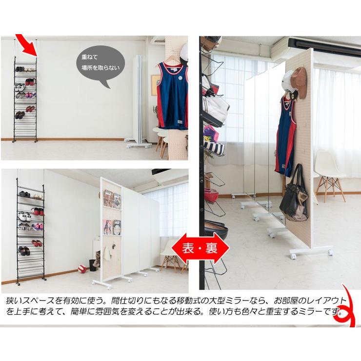 日本製 幅60cm キャスター付き パーテーション 衝立 ついたて 国産 間仕切り 大型ミラー 鏡 仕切り 会議室 オフィス 事務所 代引不可_10
