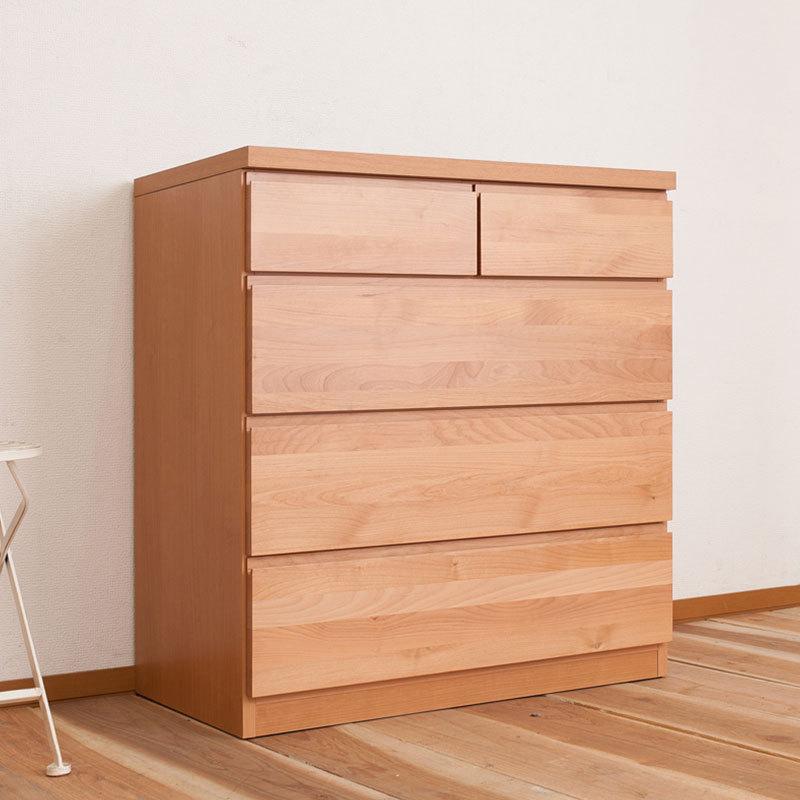 天然木アルダーチェスト 幅80cm 4段 ナチュラル 国産 完成品 無垢板 タンス たんす 洋服 モダン 整理 TV台 テレビ台 代引不可