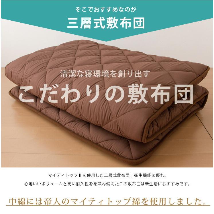 リコメン堂 敷布団 シングル 100×210cm 日本製 防ダニ 抗菌防臭 固綿