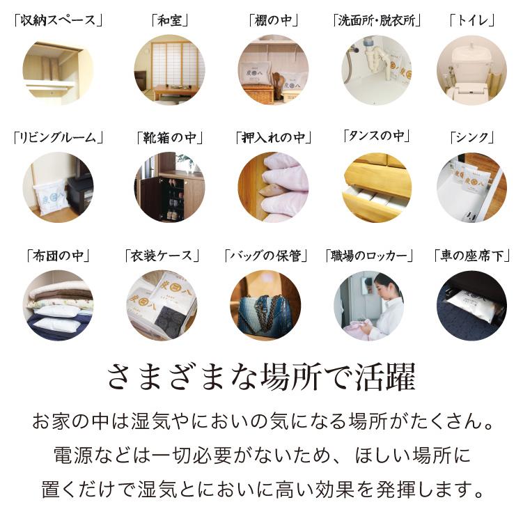 炭 木炭 除湿 調湿 脱臭 消臭剤 湿気 対策 結露 炭八4種類の組み合わせセット Bセット 大袋 室内用 押入れ用 タンス用 小袋 調湿対策 下駄箱用 代引不可_8