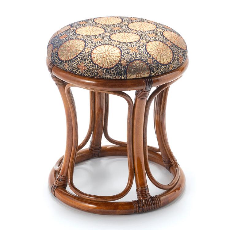 仏前用 ラタン 丸型 クッションスツール 天然籐 金襴座椅子 イス 椅子