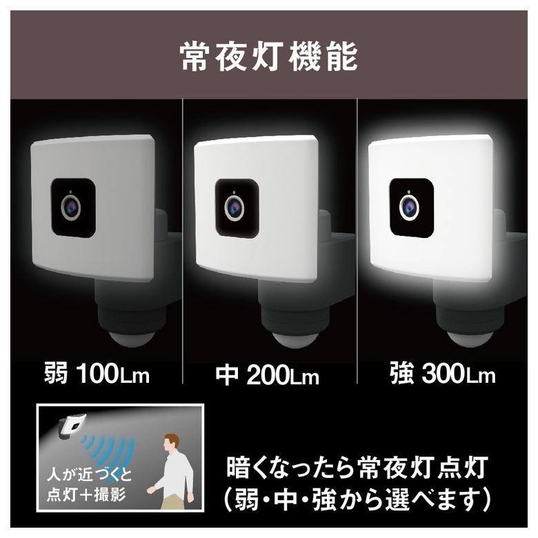 ムサシ 自動追尾 監視カメラ&ライト 20Wワイド追尾式LEDセンサーライト