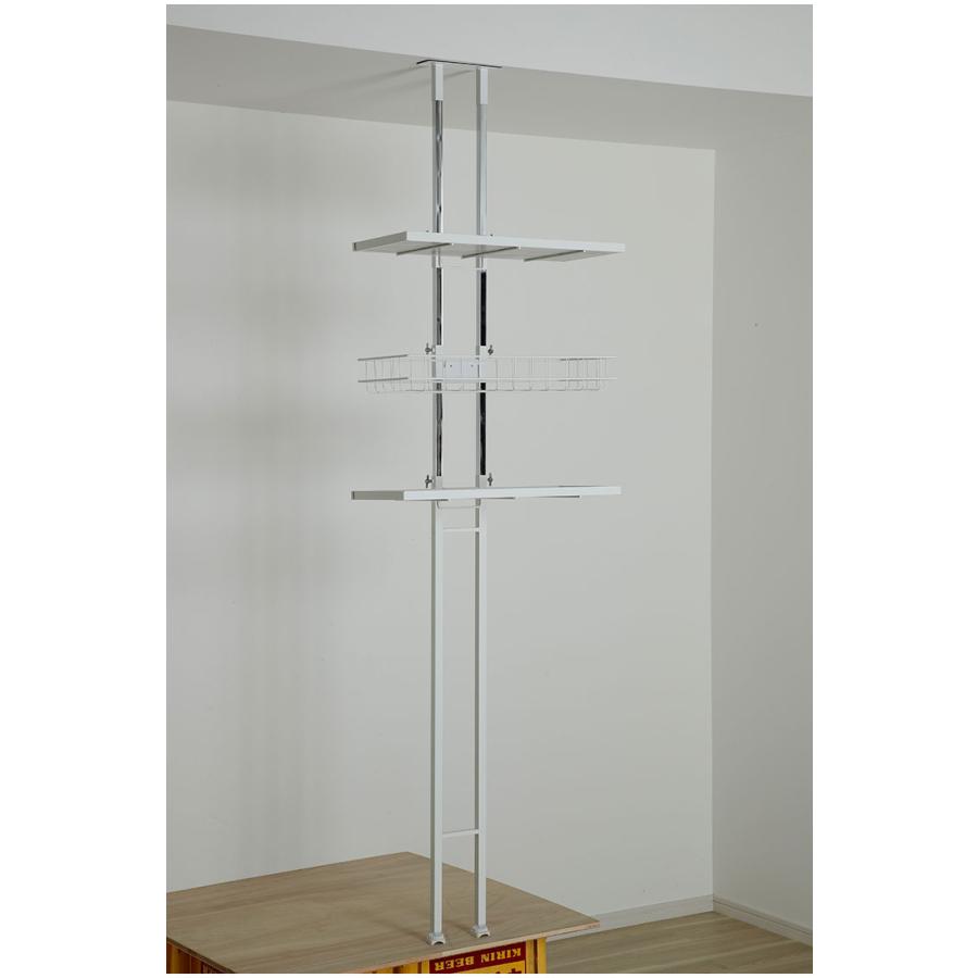 突っ張り ランドリーラック 幅58cm ロータイプ 高さ145~208cm 棚2枚+