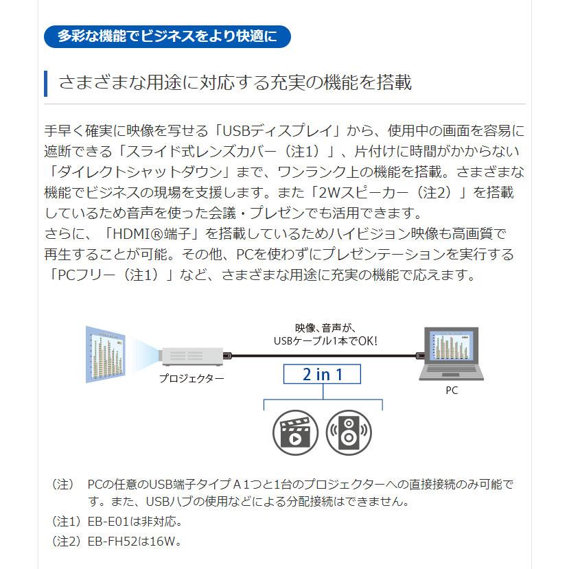エプソン ビジネスプロジェクター ベーシックモデル EB-E01 XGA 3300lm