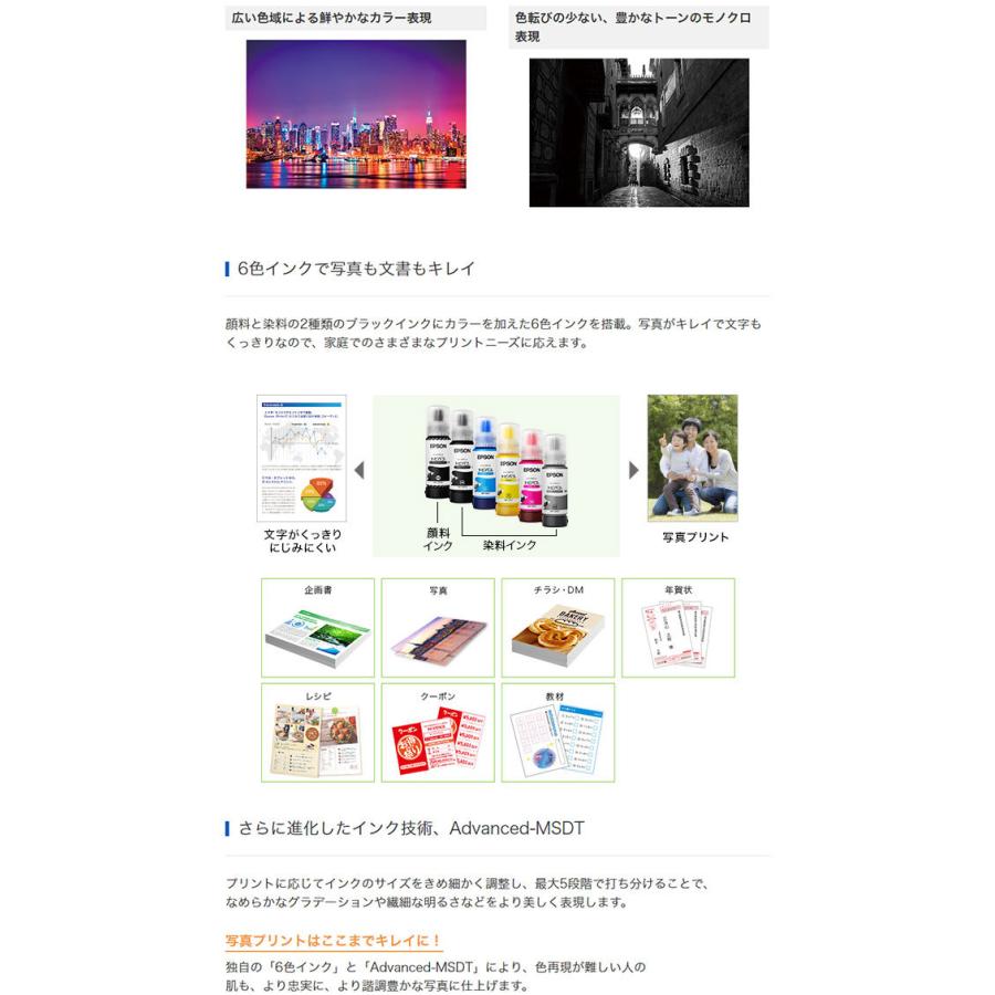 エプソン EPSON カラー複合機 エコタンク搭載モデル EW-M973A3T L判 A3ノビ 印刷可能 6色インク 自動両面プリント 写真自動補正の画像
