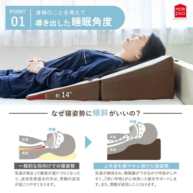 背中から支える斜めまくら モリシタ 枕 幅広 ワイド 大きい ウレタン