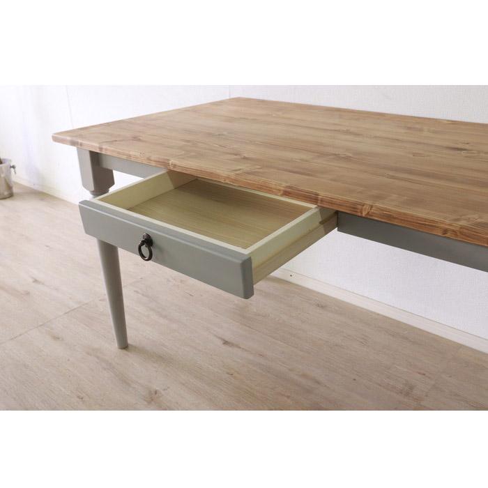 ダイニングテーブル 北欧調 幅135cm アンティーク調 組立品 机 グレー ホワイト欧米 パイン材 ダイニング おしゃれ フレンチカントリー 天然木 無垢 代引不可 | ブランド登録なし | 10