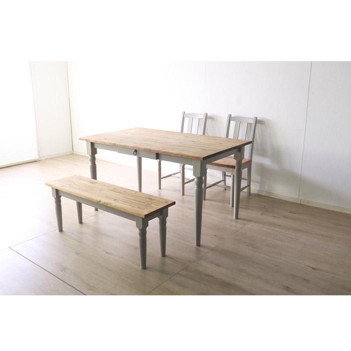 ダイニングテーブル 北欧調 幅135cm アンティーク調 組立品 机 グレー ホワイト欧米 パイン材 ダイニング おしゃれ フレンチカントリー 天然木 無垢 代引不可 | ブランド登録なし | 11