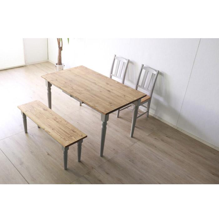 ダイニングテーブル 北欧調 幅135cm アンティーク調 組立品 机 グレー ホワイト欧米 パイン材 ダイニング おしゃれ フレンチカントリー 天然木 無垢 代引不可 | ブランド登録なし | 12