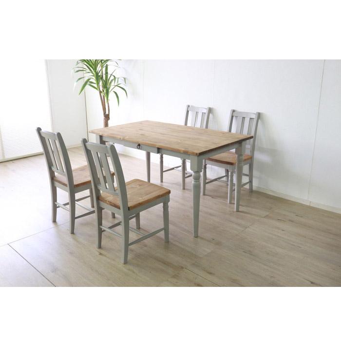 ダイニングテーブル 北欧調 幅135cm アンティーク調 組立品 机 グレー ホワイト欧米 パイン材 ダイニング おしゃれ フレンチカントリー 天然木 無垢 代引不可 | ブランド登録なし | 13