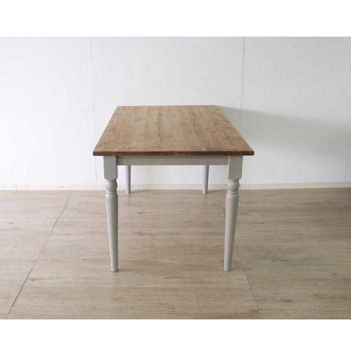 ダイニングテーブル 北欧調 幅135cm アンティーク調 組立品 机 グレー ホワイト欧米 パイン材 ダイニング おしゃれ フレンチカントリー 天然木 無垢 代引不可 | ブランド登録なし | 09