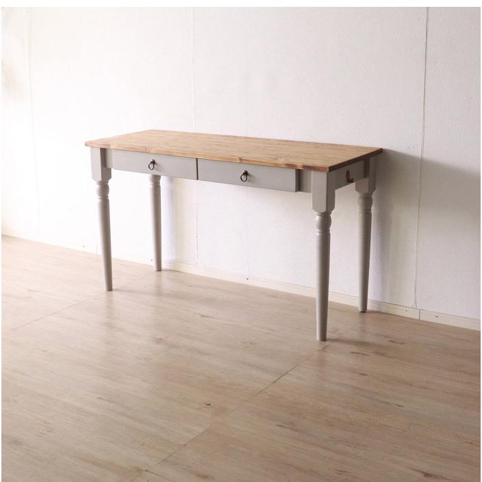 デスク 北欧調 幅130cm パソコンテーブル アンティーク調 組立品 学習机 ワークデスク グレー ホワイト 欧米 パイン材 ダイニング おしゃれ 天然木 代引不可 | ブランド登録なし | 08