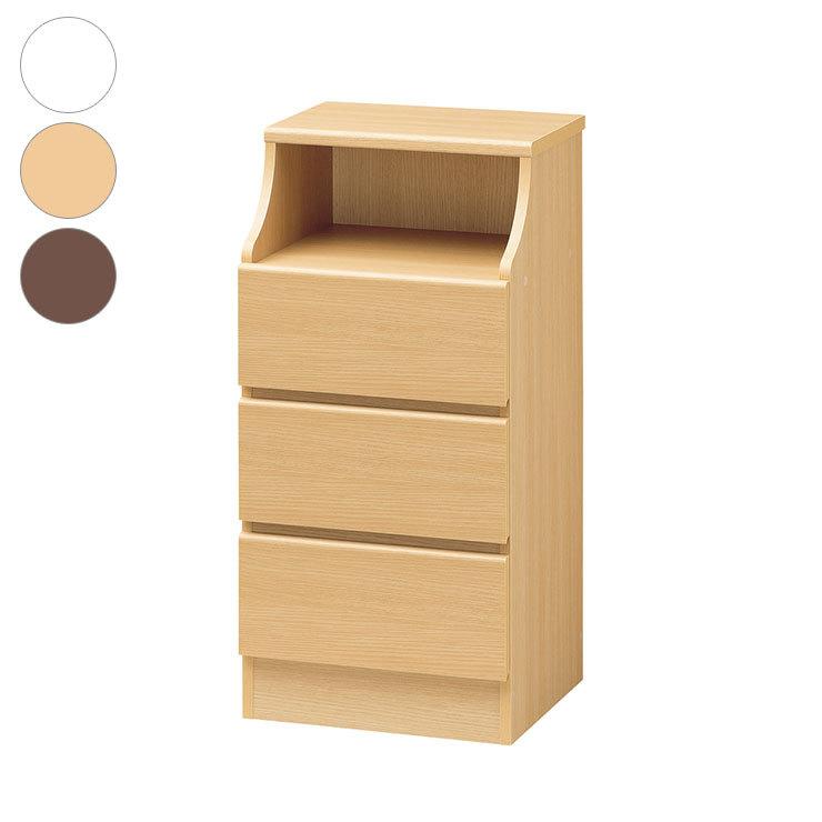 白井産業 チェスカ 三段 チェスト 幅44cm 引出し 棚付き 飾り棚付き