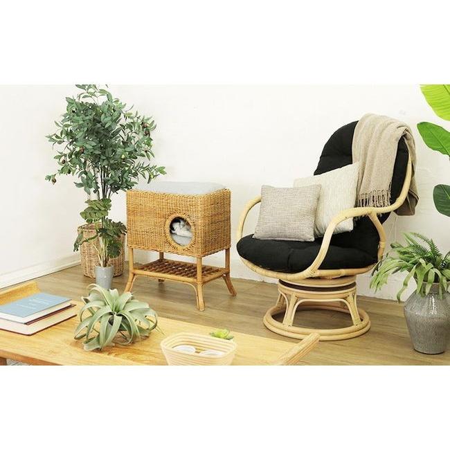 ペット ハウス キャットタワー クッション ラタン 籐 アジアン ナチュラル 北欧 犬 猫 代引不可 クッション 籐 約 幅 奥行 高 とう