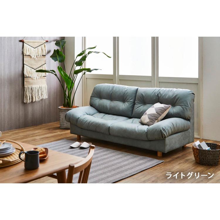 ソファ 3人掛け シンプル 脚つき 脚付き レザー ファブリック 