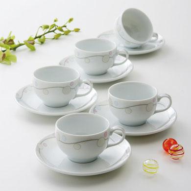 MR.BOSS ミスターボス カラードシルキー コーヒー碗皿5客セット SYA