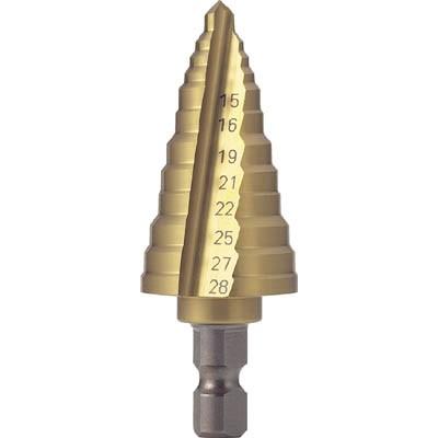 TRUSCO 電気設備用ステップドリル 2枚刃チタンコーティング 15~28mm NMS-28EG 穴あけ工具・ステップドリル